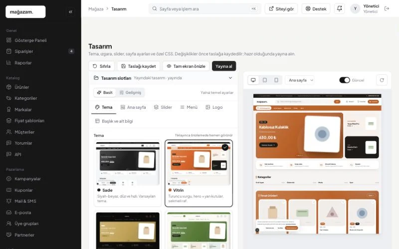 PaketSoft paneli: Tema seçin