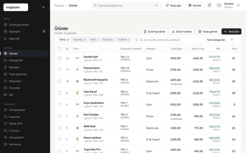 PaketSoft paneli: Yeni ürün açın