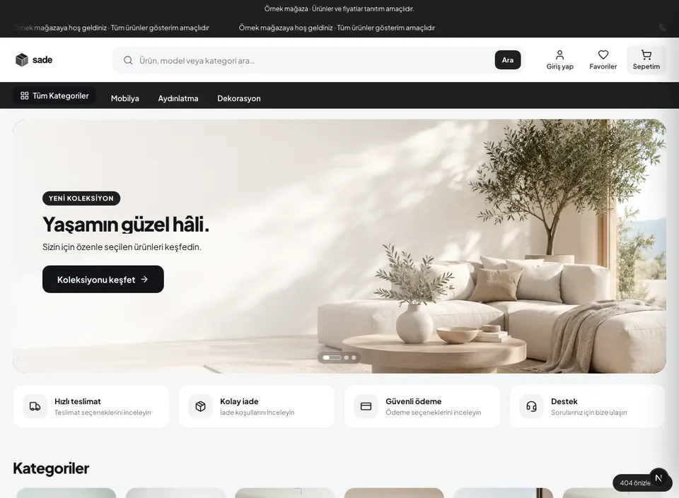Sade tema görünümü